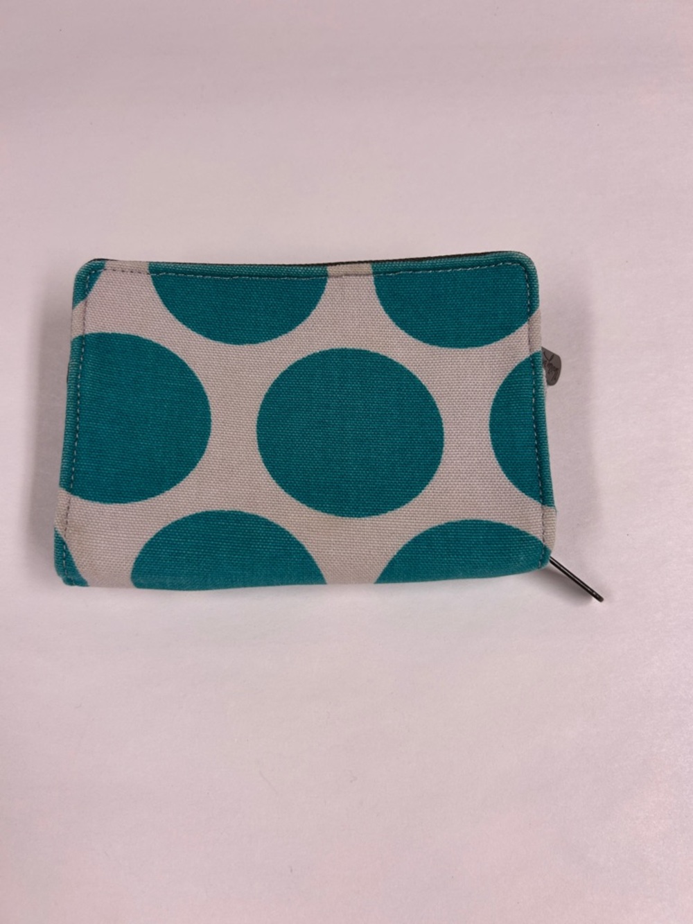 thirty-one Teal and Cream Polka Dot Zip Wallet